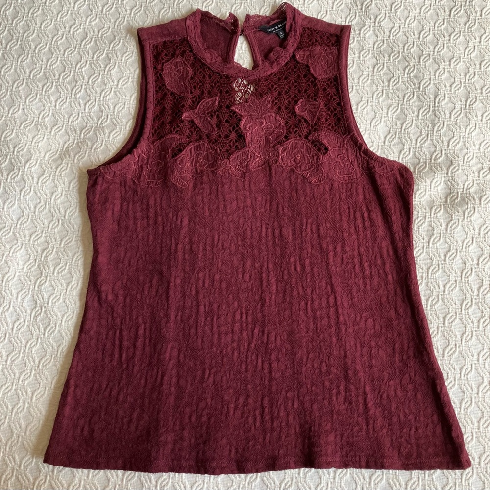Lucky Brand Boho Burgundy Sleeveless Top